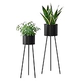 [en.casa] Pflanzständer Dalhem 2er Set Blumenständer-Set Pflanztopfhalter in 2 Größen Metall Schwarz