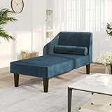 INLIFE Chaiselongue mit Nackenrolle Blau Samt,10.6kg,340713