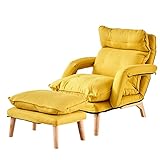 TUKAILAI Modern Relaxsessel mit Fußhocker Liegefunktion Fernsehsessel Sessel mit Hocker Ohrensessel - Stressless Sessel–Loungesessel mit Fußstütze Polstersessel für entspannte, Leseabende (Gelb)