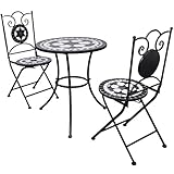 vidaXL Mosaik-Bistrotisch 60 cm mit 2 Stühlen schwarz/weiß (41532+41533)