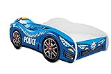 Topbeds Autobett, Polizei, Auto-Bett, Kinderbett mit Rausfallschutz, Jugendbett, Babybett mit Lattenrost für Jungen & Mädchen, Racing Car (Police Car, 140x70 cm)