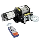 ECD Germany Elektrische Seilwinde mit Fernbedienung und Mobilteil, 12V, 3000lb/1360kg Zugkraft, 12,2m Stahlseil, Schwarz, Offroad Motorwinde Seilzug Elektrowinde Winde Hebezug Seilhebezug Hebeseilzug
