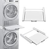 [en.casa] Verbindungsrahmen Universal für Waschmaschinen oder Trocknersäule Zwischenrahmen mit ausziehbarer Ablage 60x54cm rutschfest