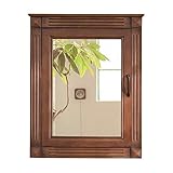 TEmkin Wandspiegel mit Massivholzrahmen und Glasrahmen, Medizinschrank mit Spiegel, Badezimmerschrank, Frisiertisch, Spiegelschrank, Badezimmerspind, wandmontierter Aufbewahrungsschrank