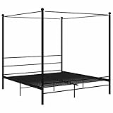 Susany Himmelbett Metallbett Bettgestell Doppelbettrahmen Jugendbett Schlafzimmerbett Schwarz Metall 180x200 cm