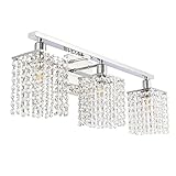 HWORKS Wandleuchter, Beleuchtung für Badezimmer, Wohnzimmer, Chrom-Edelstahl-Spiegel, vordere Wandleuchte, Morden-Waschtischleuchte mit K9-Kristallschirm (ohne Glühbirnen) (Farbe: 3 Köpfe)