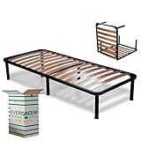 EVERGREENWEB Orthopädischer Lattenrost 80x200 Faltbar, 35 cm Hoch, Extra Komfort Holzleisten mit 6 Abnehmbar Füße Verstärkte Rahmen aus Stahl, Klappbarer Bettgestell für alle Betten und Matratzen