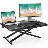 Fenge Stehpult für Laptop Computer Sitz-Steh Schreibtisch fit Single Monitor Riser, 65x40cm Tragbar und Höhenverstellbar Home Office Schreibtisch, schwarz