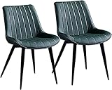 HAVMAK Moderne Küche Esszimmerstühle Set Esszimmerstühle 2er Set Modernes Design Esszimmerstuhl Theke Eckstühle Küchenstühle Rückenlehne Weiches Kunstleder Sitz mit soliden Metallbeinen (Farbe: Grün)