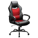 BASETBL Bürostuhl Racing Stuhl Gaming Stuhl Sessel Schreibtischstuhl Ergonomisch Drehstuhl Sportsitz bürostuhl mit Rückenlehne, Wippfunktion, Höhenverstellung, gepolsterter Armlehne Chefsessel Rot