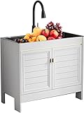Küchenspülen für zu Hause, freistehende Edelstahlspüle, weißer Wäscheschrank, Außenspülstation mit Schlauchanschluss, Vorbereitungsspüle, Mehrzweck-Handwaschstation, für Restaurantküche, La
