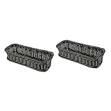 UPKOCH 2 Stück Rechteckiges Tablett Dekorative Aufbewahrungskörbe Kunststoffkorb Rechteckige Aufbewahrungskörbe Besteckkorb Weidenkörbe Rattan-Tellerkorb Geflochtener Tellerkorb