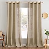 MIULEE Gardinen Vorhänge mit ösen Voile Vorhang Modern Leinenoptik Halbtransparent für Wohnzimmer Küchengardinen Kinderzimmer Raumteiler Schiebevorhang Schlaufenschal 2er Set
