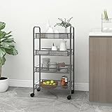 TEKEET Home Furniture Küchenwagen mit 4 Etagen, Grau, 46 x 26 x 85 cm