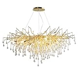 PERTID Moderner dekorativer Kristall-Kronleuchter für Wohnzimmer, Schlafzimmer, exquisite Heimdekoration, silberne Regentropfen-Deckenpendelleuchte, Baumzweig, Fransen-Stil, Deko-Lampe