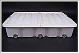 Spetebo Unterbettkommode mit Rollen - 80 x 60 x 17 cm / 60 Liter - Farbe: weiß - Aufbewahrungsbox Betten Box