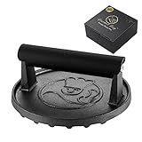 Burgerpresse aus Antihaft-Gusseisen | Großer Burger Smasher (15cm) mit hitzeabweisendem Griff | Burger Pattie Presse für Hamburger & Smash Burger | Patty Presse | Burger presse | Hamburgerpresse