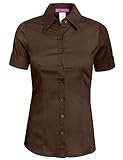 NE PEOPLE Damen Kurzarmshirt mit Knopfleiste - braun - X-Large