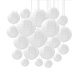 Chinesische Papierlaternen zum Aufhängen, 30 Stück, Kugel, Hochzeit, Geburtstag, Party, Dekorationen, faltbar, handgefertigt, Chinoise, 30 Stück, weiße Laternen, Belgien