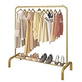 JIUYOTREE Kleiderständer 110 cm Metall Kleiderstange Kleiderstange Garderobe mit Untergestell für Mäntel, Röcke, Hemden, Pullover, Gold