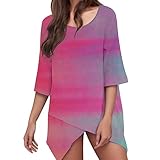 XTBFOOJ Blusen Und Tun Tunikas Grosse Grösse n Blusen GrüN Oberteile Kurze Hemdbluse Tops Locker Blusenshirt äRmellose Tunika Blusen Und Tun SchöNe Hot Rosa #3 XXL