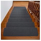 Teppich-Treppenstufen, rutschfeste Treppenläufer für den Innenbereich, frei geschnittene Treppenauflagen aus Sisal für Kinder, Älteste und Haustiere (14er-Pack),03