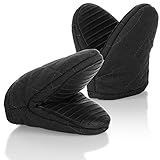 COM-FOUR® 2X Topfhandschuh mit Silikon - Rutschfester Hitzeschutzhandschuh - Ofenhandschuh aus Baumwolle - Anti-Slip-Topflappen (2 Stück - schwarz)