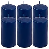Stumpenkerze Höhe 11,5 cm Ø 6 cm lange Brenndauer Rund-Kerze Säulenkerzen Kerzen-Deko Tafelkerzen Weihnachts-Kerzen Hochzeit (blau, 6)