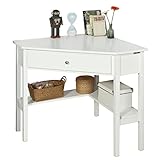 SoBuy® FWT31-W Ecktisch weiß Schreibtisch Computertisch Arbeitstisch Tisch mit Ablage HT ca: 76x76cm
