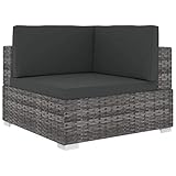 puraday Modular-Sofa-Eckteil 1 STK. + Auflagen Poly Rattan Grau Outdoor Sofa Outdoor Lounge Terassenmöbel Außen Balkon Sofa Rattan Gartenmöbel Zum Entspannen Und Genießen des Wetters Komfortabel