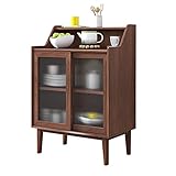 Sideboard Buffet Storage Cabinet Modern Farmhouse Sliding Barn Door Storage Credenza Console with Slat and Shelf Kitchen Entryway Bar Dining Storage Cabinet Living Room (Color : Walnut)