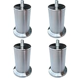 4er Set Möbelfüße Möbelbeine,Edelstahl Tischbein,Metall Sofa Stützfüße,Runde Füße,Kabinettfüße,Dickes Material Möbel Zubehör,mit Vorgebohrten M8 Bolzen,Silber