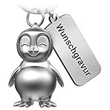 FABACH Pinguin Schlüsselanhänger Frosty mit Wunschgravur - Pinguin Glücksbringer Geschenke mit personalisierter Gravur - Partner Geschenk Liebe Schlüsselanhänger zu Geburtstag, Jahrestag