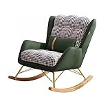 LEIYTFE Schaukelstuhl Kinderzimmer Gepolsterter Glider Rocker mit Lendenkissen,Loungesessel Stuhl Schaukelsessel für Wohnzimmer Ruhesessel für Innen (Color : Dark Green)