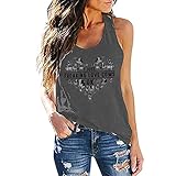 CGGMVCG Damen Tank Tops Damen Sommer Casual Lose Kuh Bedruckt Racerback Weste Ärmellose Grafik T-Shirts für Frauen, Dunkelgrau, XXL