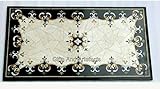 76,2 x 152,4 cm, schwarzer Marmor, rechteckige Form, Esstischplatte mit königlichem Look, Marketerie-Kunst, Mitteltisch von indischer Kunst und Handwerk