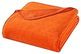 WOHNWOHL Kuscheldecke 150x200cm • weiche Tagesdecke • Sofadecke • Wohndecke • Winterdecke • Ökotex Zertifizierte Baumwolldecke • Farbe: Orange