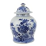 Chinesischer Stil Keramik Ingwerglas Blumenvase Glasiertes Blaues und Weißes Porzellan als Heimdekorationsgeschenk, H 32.5cm/12.8in