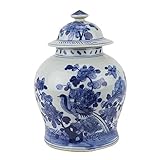 Chinesischer Stil Keramik Ingwerglas Blumenvase Glasiertes Blaues und Weißes Porzellan als Heimdekorationsgeschenk, H 32.5cm/12.8in