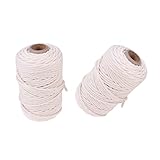 SEWACC Pflanzen-Wandaufhänger Pflanzen-Aufhänger Botanischer Wandteppich Nähen Makramee-Garn Makramee-Garn Bindfaden Beige Natürliches Baumwollseil Baumwollfaden Wandbehang