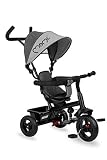 MoMi IRIS 5-in-1 Kinder-Dreirad mit Buggy-Funktion, für Kinder ab 9. Lebensmonat bis zu 5 Jahren, 360 ° Sitz mit 3-Punkt-Sicherheitsgurt, Fußablage, Sonnendach, PU-Räder, Schiebegriff