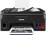 Canon PIXMA G4511 MegaTank Drucker nachfüllbares Farbtintenstrahl Multifunktionssystem DIN A4 (Drucken, Scannen, Kopieren, Fax, 4.800 x 1.200 dpi, Print App, ADF, WLAN, niedrige Seitenkosten), schwarz