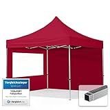 TOOLPORT Faltpavillon Faltzelt Pavillon 3x3m - 2 Seitenteile Aluminium 32mm Partyzelt 700N rot