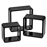TecTake 800703 3er Set Wandregal Hängeregal im Retro Cube Design für Bücher CDs Deko, inkl. Montagematerial - Diverse Farben - (Schwarz | Nr. 403181)