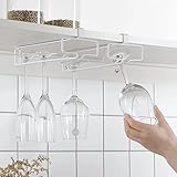 LINFIDITE Weingläser Halter 2 Stück Unter Dem Schrank Weinglashalter Stemware Rack hängende Kein Bohren Für Hausbar Küche Bar Restaurant Weiß