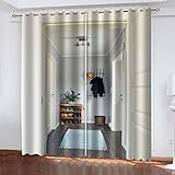 Hundnsney Ösenvorhang Blickdicht 2Er Set 3D Raumerweiterung Muster Thermo Vorhänge Gardinen Wohnzimmer Schlafzimmer Kinderzimmer Küchengardinen Modern Fensterdekoration 240X270cm (HxB)