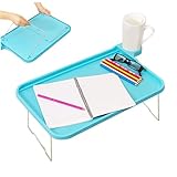 Jorzer Laptop-Betttisch Faltbarer Laptop-Stand für Bett mit Kartensteckplatz und Becherhaltertisch No-Schluss-Bettschale für Studentenwohnheimsofa Couch 52x29x19 cm (blau)