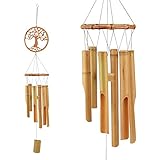 JOELELI Windspiel Holz, Windspiele für Draußen Hängend Wind Glocke Gross Hölzerne Musik hängende Dekoration Innenbereich, Haus, Garten, Terrasse, Veranda, Hof Ackerland(Baum des Lebens)