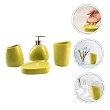 minkissy 4-teiliges Badezimmer-Set Duschgel Set Zahnbürste Kit Badewanne Zubehör für Badewanne Badezimmer Tasse Badezimmer Badezimmer Set Badezimmer Zubehör Sets Badezimmer Zubehör Set Grün Spüle