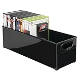 mDesign DVD Aufbewahrungssystem – Sortierbox für tiefe Schubladen, Schreibtisch, Wandregal - praktisches Ordnungssystem für Spielekonsolen Zubehör, DVDs und Co. - schwarz